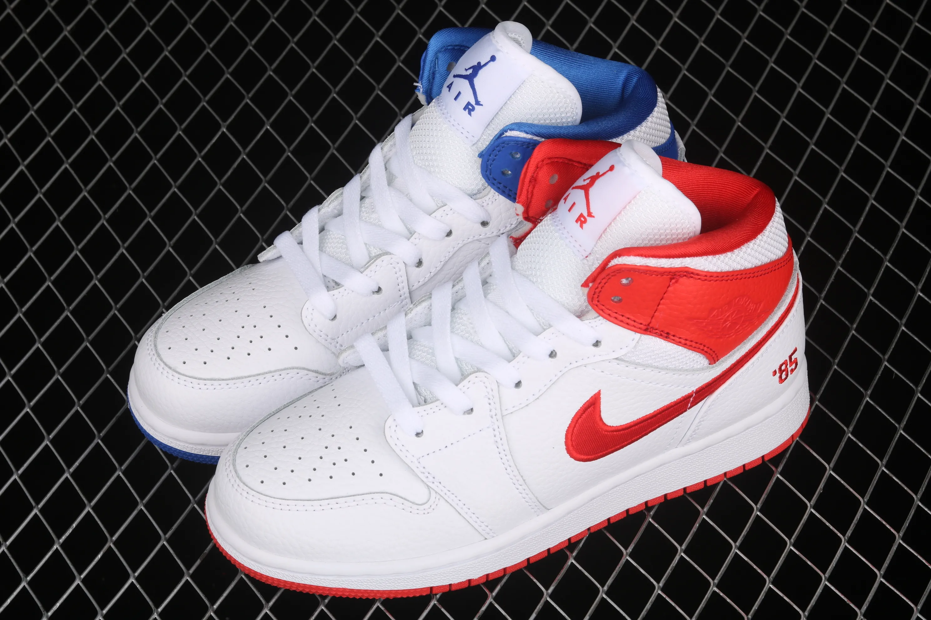 All categories Air Jordan Jordan series basketball shoes Air Jordan 1 Mid Air Jordan 1 Mid "85" AJ1 Joe 1 red, white and blue mandarin duck color matching Zhongbang basketball shoes DH0200-100
